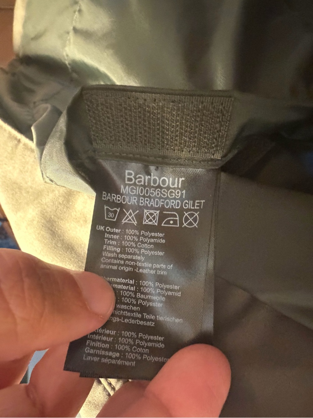 Barbour Bradford Quilted Vest Gilet XXL Olive Green Wool Yoke - Picture 6 of 9